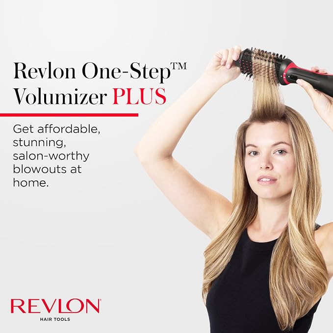 REVLON One-Step Volumizer Plus Hair Dryer and Styler | More Volume, Less Damage, and More Styling Control for Easy and Fast Salon-Style Blowouts, Plus Travel Friendly (Black)