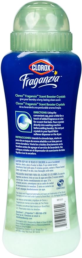Clorox Fraganzia Laundry Scent Booster Crystals, In-Wash Fragrance Beads for Fresh-Smelling Clothes & Linens, Safe for All Fabrics & Colors, Cedarwood & Sage, 18 Oz, 2 Pack