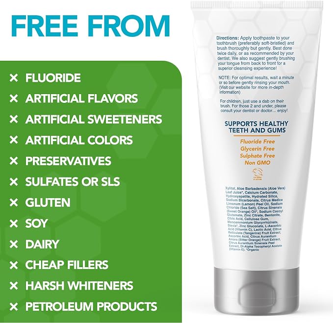 Nano hydroxyapatite Toothpaste Fluoride Free; Dentist Formulated Pro Remineralizing Toothpaste Plus Anti Cavity Xylitol, Tooth Remineralization for Sensitive Teeth & Enamel Support in Citrus Blast