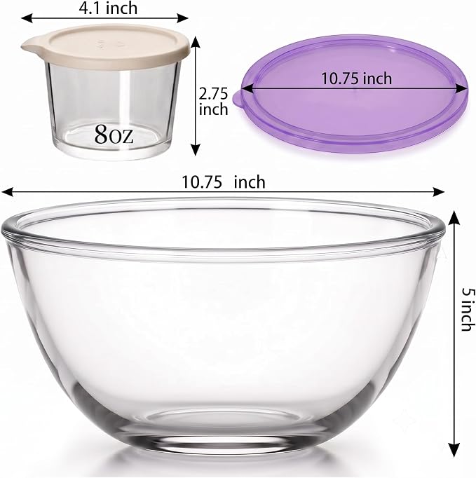5 Quart Large Glass Mixing Bowl, Clear Large Salad Bowls Glass Big Mixing Bowls for Kitchen Storage