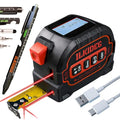 4-in-1 Digital Laser Tape Measure - Multitool Pen, 196ft Laser Measuring Tool, 16ft Measuring Tape, Crosshair Line Laser Level, Area/Volume/Pythagorean, Woodworking Tools, DIY, Ft/Ft+in/in/M Unit, edc