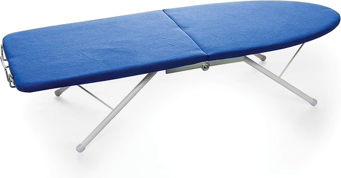 Camco Folding Ironing Board- Easily Folds for Convenient Storage After Each Use Perfect for Traveling, RVs and Campers- (43904), Blue and White