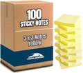 Trailmaker (100 Pack) Sticky Notes Bulk Set, 3x3 Self Stick Memo Pads with 100 Sheets Each, Sticky Notes for Classrooms, Offices, School Supplies & Organization (Yellow)