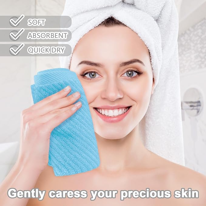 VOOVA & MOVAS Washcloths 6PC, 100% Cotton, 13x13 in, Baby Blue | Thick, Quick Dry, Soft, Absorbent, Luxury Face Towel Gift Set, Great For Spa, Home, Holiday Gift
