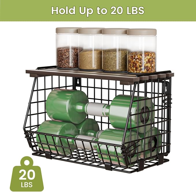 Wire Fruit Basket for Kitchen Storage: Hanging and Counter Wall Fruit Basket for Vegetable Produce - Potato and Onion Storage for Pantry 3 Pack