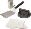 Cuisinart Smash Burger Kit w/Burger Press, Spatula, Shaker & Patty Papers | CSBK-400, smash burger press kit for a cookout or tailgate with stainless steel accessories and a cast iron hamburger press