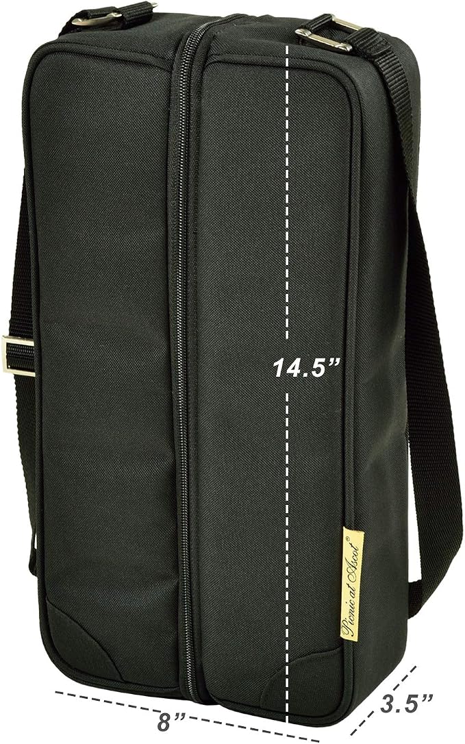 Picnic at Ascot Insulated Wine Tote with 2 Wine Glasses, Napkins and Corkscrew -Designed & Assembled in the USA