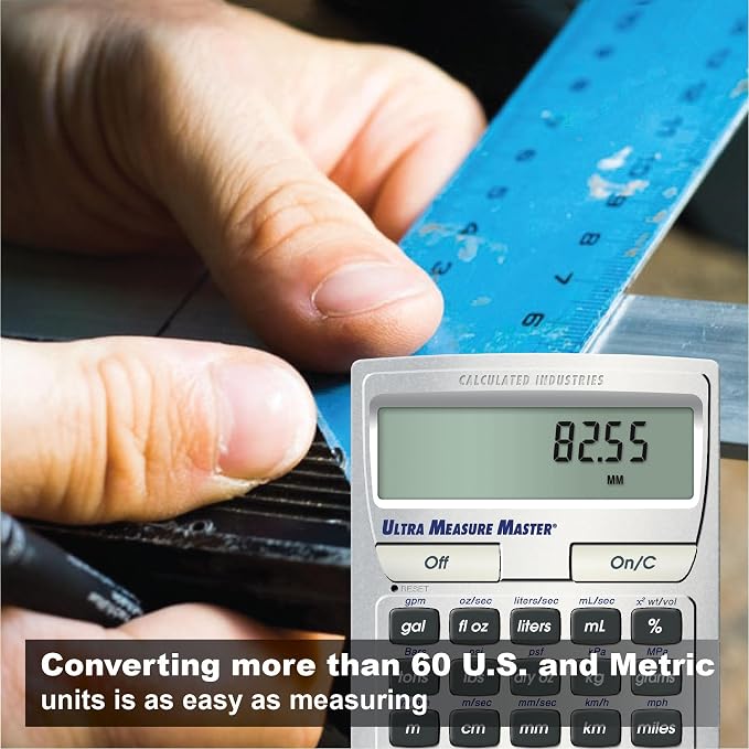 Calculated Industries 8025 Ultra Measure Master Professional Grade U.S. Standard to Metric Conversion Calculator Tool for Engineers, Architects, Builders, Scientists and Students | 60+ Units Built-in, Silver | Professional Grade, U.S. Standard to Metri...