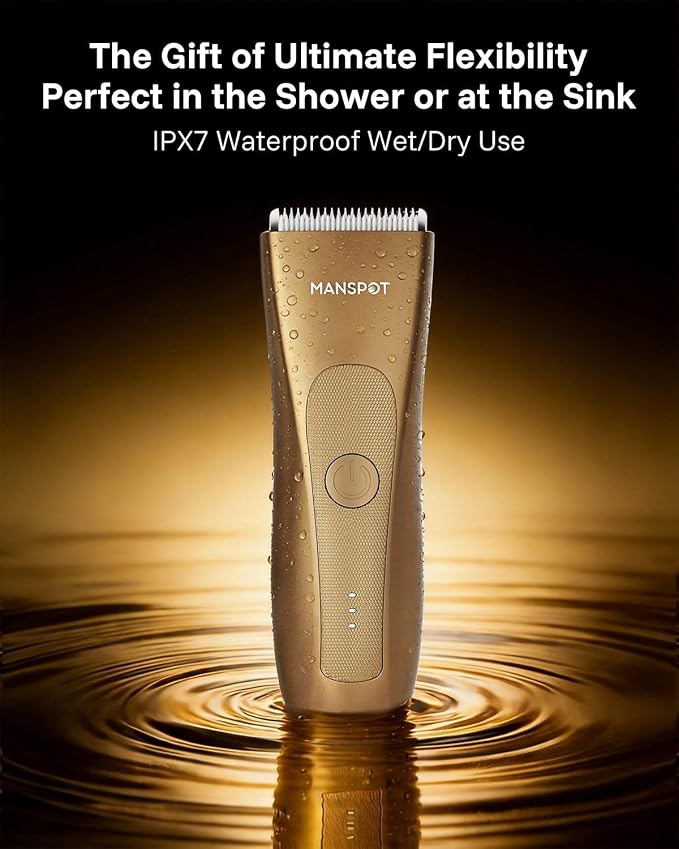 MANSPOT Manscape Groin & Body Hair Trimmer for Men, Gifts for Men Husband | Replaceable Ceramic Blade & 4 Guards, Electric Pubic Shaver for Chest & Private Area, Ball Razors for Men, Wet/Dry Use
