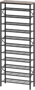 YATINEY 12 Tier Shoe Rack, Large Capacity Shoe Storage Organizer Holds 48 Pairs, Sturdy and Stable, for Entryway, Hallway, Closet, Dorm Room, Greige and Black SS12BG