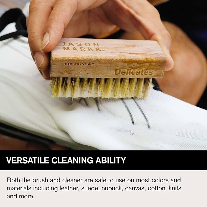 Jason Markk Quick Clean Kit & Microfiber Towel Bundle, 5-Piece Set, Ready-To-Use Foam & Delicates Brush, 3-Pack of Towels, Ideal for Footwear, Safe for Leather, Suede, Nubuck, Cotton, Knits
