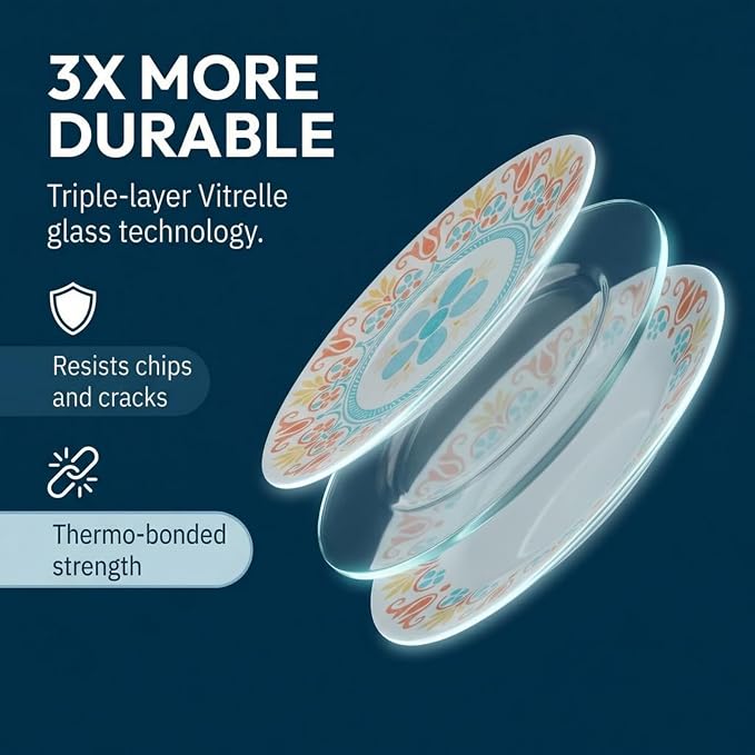 Corelle Terracotta Dreams Dinnerware Set for 6 18 Pieces Dinner Plates, Appetizer Plates, and 18 Oz Bowls Dishwasher, Microwave, and Freezer Safe Proudly Made in the USA