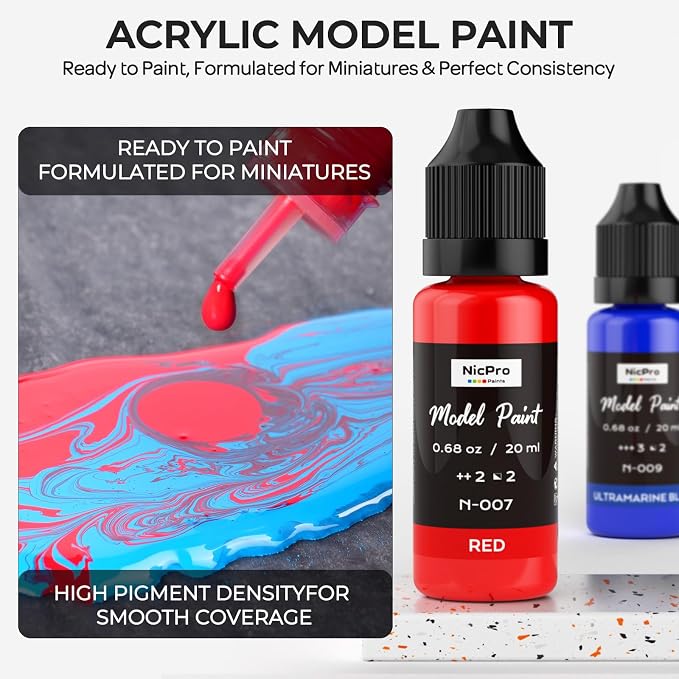 Nicpro All-in-One Miniature Painting Kit, Including 36 Colors Model Paint, Wet Palette, 16PCS Detail Paint Brushes Drybrush with Bag, Magnetic Painting Handle, Sponges, Pallet Paper, Brush Holder