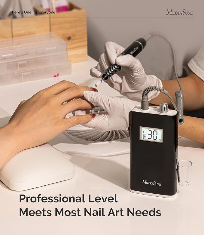 MelodySusie Entry-Level Clip-On Rechargeable Nail Drill, Scamander(SC320H) 30000RPM Popular Classic E-File with LCD Display for Manicure Shaping & Gel Removal, Perfect for Nail Art Training & Home Use