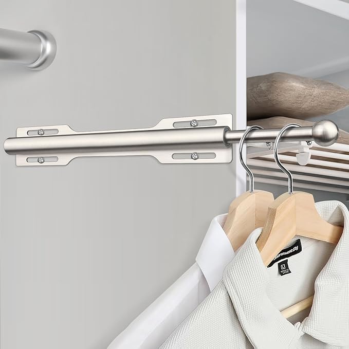 12" Valet Rod for Closet Pull Out (1 Pack, Brushed Nickel)