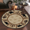 Rustic Lodge Cabin Bear Round Area Rug for Living Room Retro Pine Cone Splice Circle Rugs Nursery Room Decor Floor Carpets 6ft