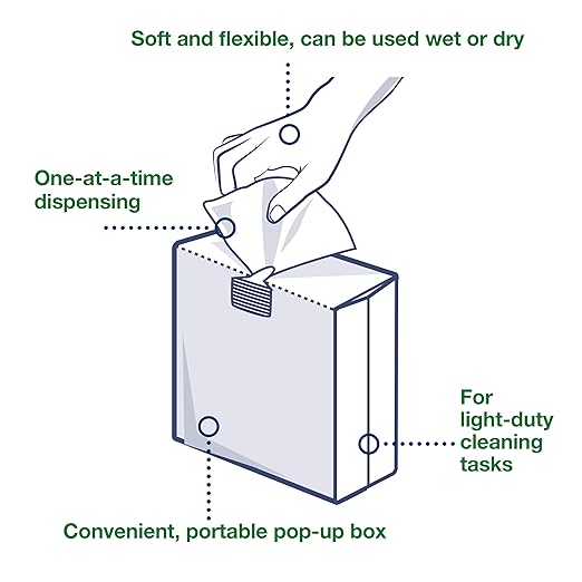 Tork Light Duty Cleaning Cloth Pop-Up Box White W24, With exelCLEAN Technology, 10 x 120 Cloths, 500176