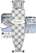 oleaf Ironing Board with Cover and Thicken Pad Height Adjustable Full Size Foldable Iron Board with Iron Rest, Stable Steel Legs, Metal Construction, Heat Resistant, Black and White Checkered