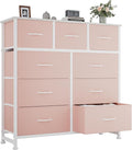OLIXIS 9 Drawer Storage Dresser with Wood Top - Wide Fabric Chest Organizer for Bedroom, Closet, Living Room,Tower Cabinet, TV Stand, Hallway Entryway Furniture,Pink