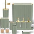 Bathroom Accessory Set - Sage Green Bathroom Set, 12PC Bathroom Accessories Set, Mini Trash Can, Toilet Brush, Trash Can & Soap Dispenser