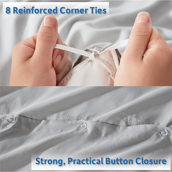 Nestl Twin Duvet Cover Set - Soft Double Brushed Light Grey Duvet Cover Twin XL, 2 Piece, with Button Closure, 1 Duvet Cover 68x90 inches and 1 Pillow Sham