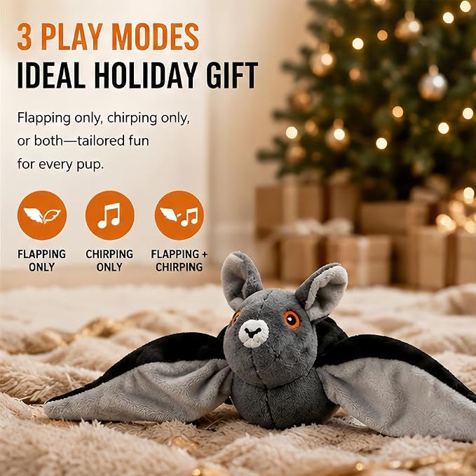 Flying Bat Toy for Dogs & Cats, Flapping Wings Interactive Pet Toy，3 | Flapping bat toy with chirping engages cats and dogs, mimics real flying motion. Cute interactive pet teaser