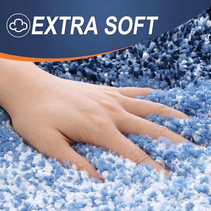 OLANLY Bathroom Rug Mat 36x24, Extra Soft and Absorbent Microfiber Bath Rugs, Non-Slip Plush Shaggy Bath Carpet, Machine Wash Dry, Bath Mats for Bathroom Floor, Tub and Shower, Navy