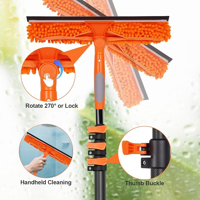 4.7-30FT Carbon Fiber Telescopic Squeegee for Window Cleaning Kit | Ultra-Light Heavy-Duty Carbon Fiber Extension Pole with 3/4 threaded Tip for Wide Accessory Compatibility