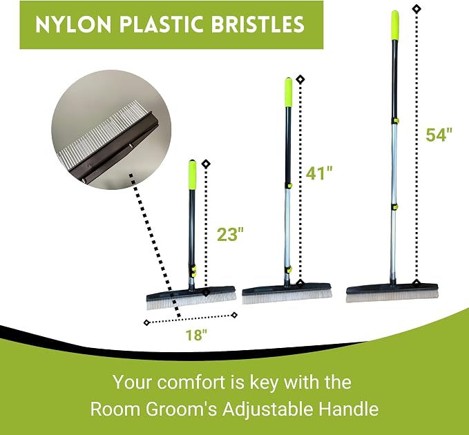 A-to-Z Supply Room Groom Carpet Rake Groomer with Telescoping 54" Adjustable Handle & Portable Lint Remover Brush Tool, Carpet Brush Ideal for Pet Hair, Refreshing Carpets, Rugs, and Artificial Turf