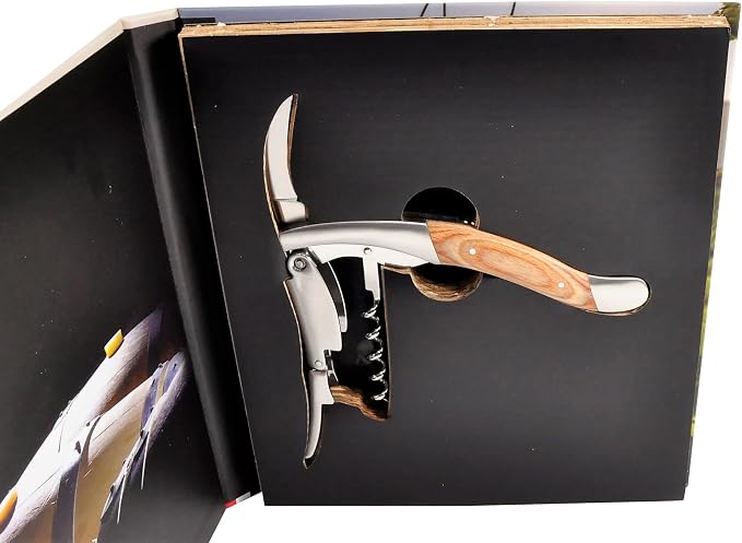 Amarone Stainless Steel Sommelier Corkscrew with Light Pakkawood Handle