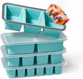 Silicone Freezer Trays with Lids, 0.6, 1, 1.4 & 2 Cup, 4-Pack | Food Grade Silicone, BPA-Free, 4 Size Portion Trays with Reinforced Alloy Frame, Stackable & Dishwasher Safe
