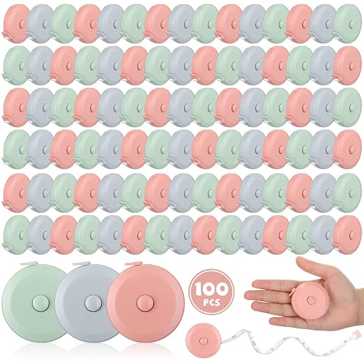 Kigeli 100 Pcs Retractable 60 Inch Measuring Tape - Mini Soft Measurement Tape for Fabric, Sewing, Body