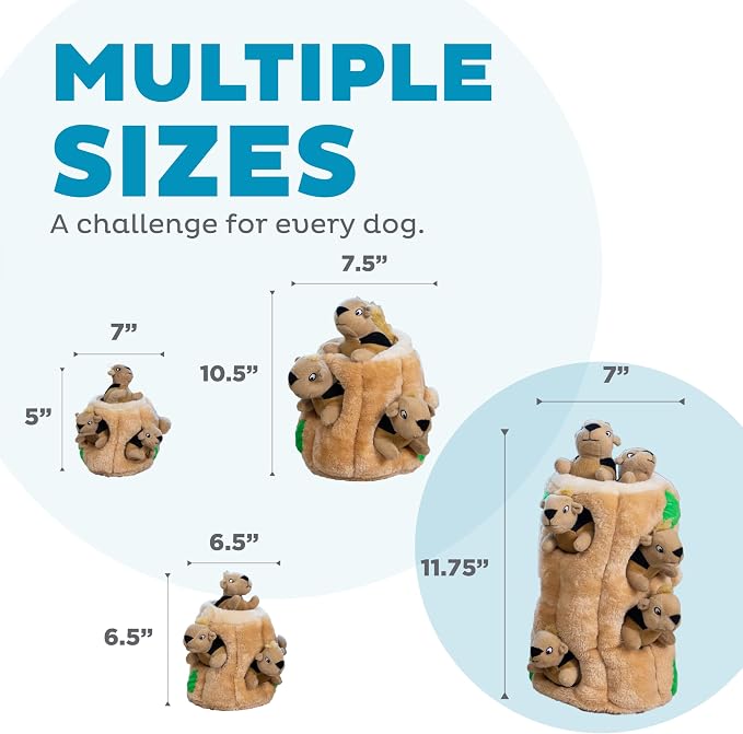 Outward Hound Hide-A-Squirrel Dog Toy – Interactive 2‑in‑1 Plush Puzzle with 6 Squeaky Removable Squirrels, X-Large