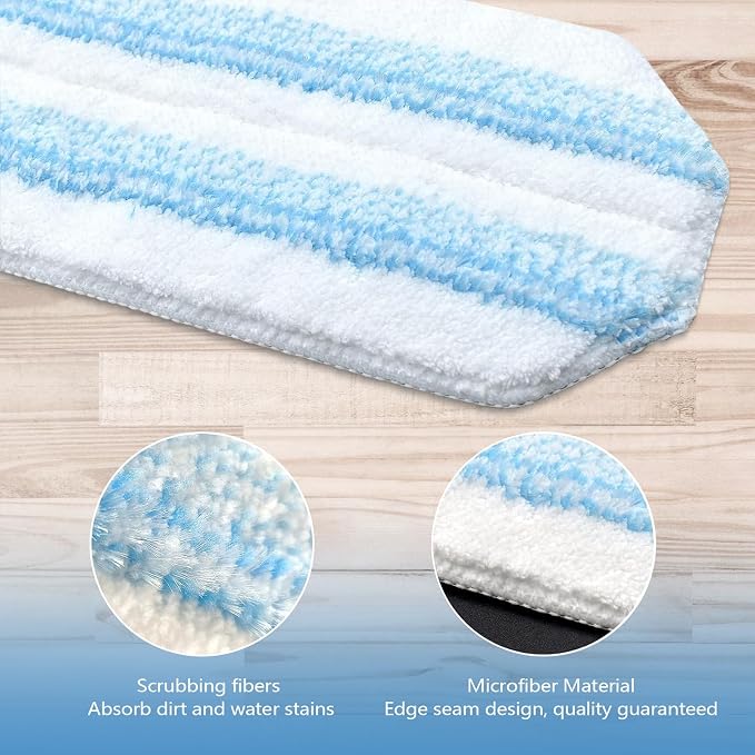 Pure Realm 6 Pack Mop Replacement Pads for Ocedar H2prO Flat Mop System, Washable and Reusable Handle Pads Refills for Floor Cleaning