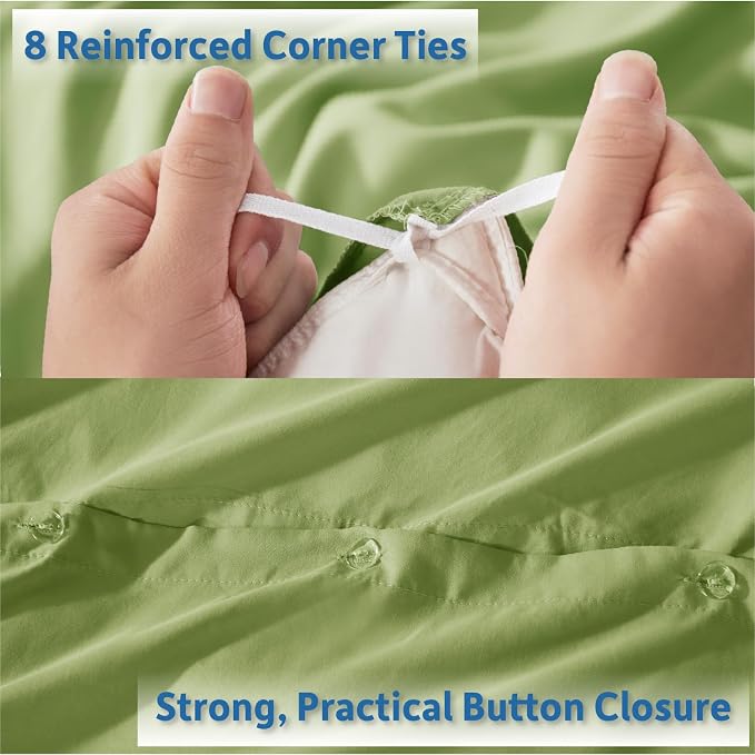 Nestl Twin Duvet Cover Set - Soft Double Brushed Calla Green Duvet Cover Twin XL, 2 Piece, with Button Closure, 1 Duvet Cover 68x90 inches and 1 Pillow Sham