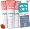Hydroxyapatite Toothpaste, Whitening, Fluoride Free, Strawberry 4 Oz 3-Pack | Wellnesse Kids, Toddlers or Children, SLS Free, Xylitol Formula, Gentle Enamel Care, Fresh Breath and Daily Brushing Habits