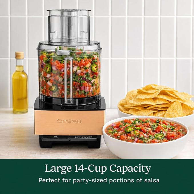 Cuisinart Food Processor 14-Cup Vegetable Chopper for Mincing, Dicing, Shredding, Puree & Kneading Dough, Copper, DFP-14CPY