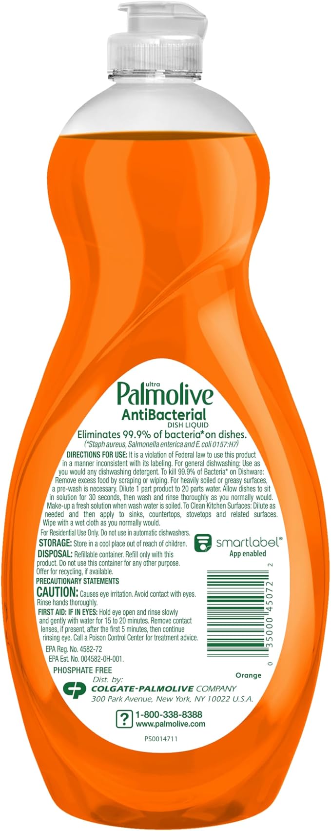 Palmolive Ultra Concentrated Antibacterial Liquid Dish Soap, Orange Scent, 32.5 Fluid Ounce