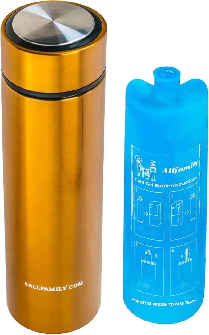 4ALLFAMILY Nomad Insulin Travel Case Cooler - TSA Approved - Gold | 48H Non-Electric Insulin Travel Cooler with Lightweight Build and Reusable Thermal Protection for Medications