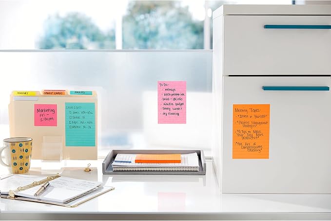 Post-it Super Sticky Notes, Assorted Sizes, 15 Pads, 2X The Sticking Power, Supernova Neons Collection, Neon Colors (Orange, Pink, Blue, Green), Recyclable (4423-15SSMIA), (Pack of 12)