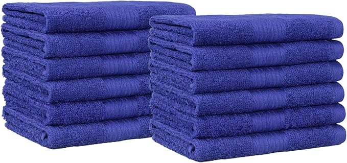 Amazon Basics Highly Absorbent Fast Drying 100% Cotton Washcloths for Face, Soft, Machine Washable, Fade-Resistant, 12" x 12", Navy Blue, 12-Pack