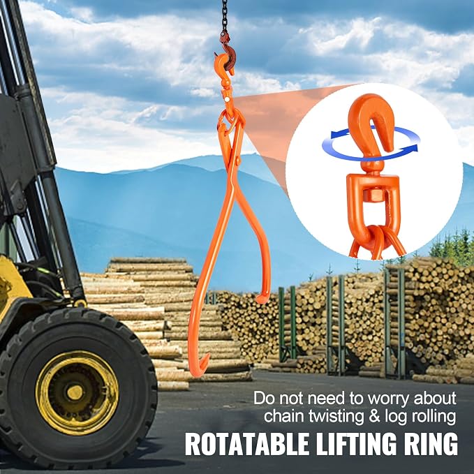 VEVOR Heavy Duty Rotating Steel Lumber Skidding Tongs, 32 inch 2 Claw Log Lifting Tongs, 1543 lbs/700 kg Loading Capacity