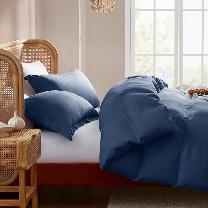Nestl Navy Blue Duvet Cover King Size - Soft Double Brushed King Duvet Cover Set, 3 Piece, with Button Closure, 1 Duvet Cover 104x90 inches and 2 Pillow Shams