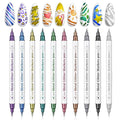 SAVILAND Nail Art Markers Set: 10 Dual-Tipped Metallic Quick Dry Nail Polish Art Pens Fine Tip for Painting Nails, Drawing Dots, Lines & Designs, Home DIY Nail Art Supplies