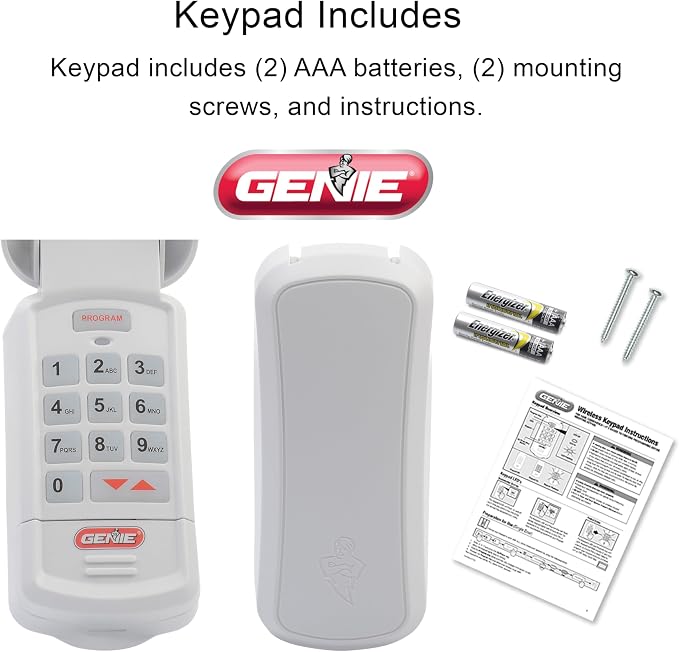 Genie Garage Door Opener Wireless Keyless Keypad - Safe & Secure Access - Compatible with All Genie Intellicode Garage Door Openers - Easy Entry into the Garage With a PIN - Model GK-R, White | Wireless Installation, Compatible with all Genie Intellico...