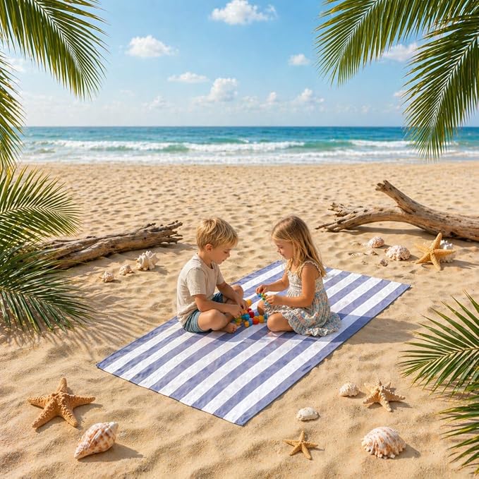 Touchat 4 Pack Beach Towels Stripe Microfiber Beach Towel Sand Free Quick Dry Swim Pool Towels for Adult, 30'' x 60'' Lightweight Travel Bath Towel, Camping | Ultra-Portable, Multi-Functional, Color