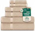 SALBAKOS 100% Turkish Cotton Bathroom Towel Set of 6-Piece, Taupe | 630 Gsm Thick Super Soft Highly Absorbent 2 Bath + 2 Hand + 2 Washcloth Towels Sets, Giftable, Hotel Quality, Made in Turkey