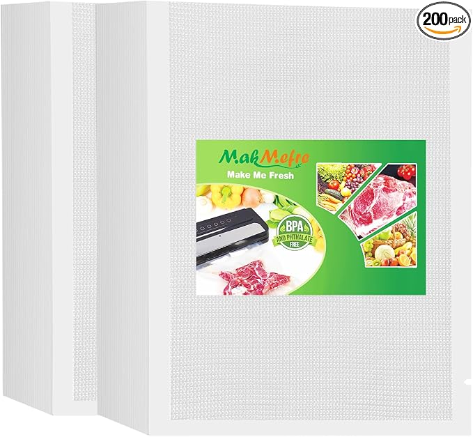 MakMeFre 200ct Plus Gallon 12"x16" Vacuum Sealer Bags BPA Free Sous Vide