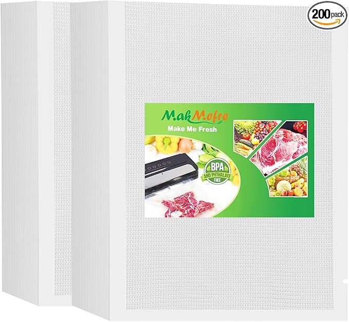 MakMeFre 200ct Quart 8"x12" Vacuum Sealer Bags BPA Free Food Storage