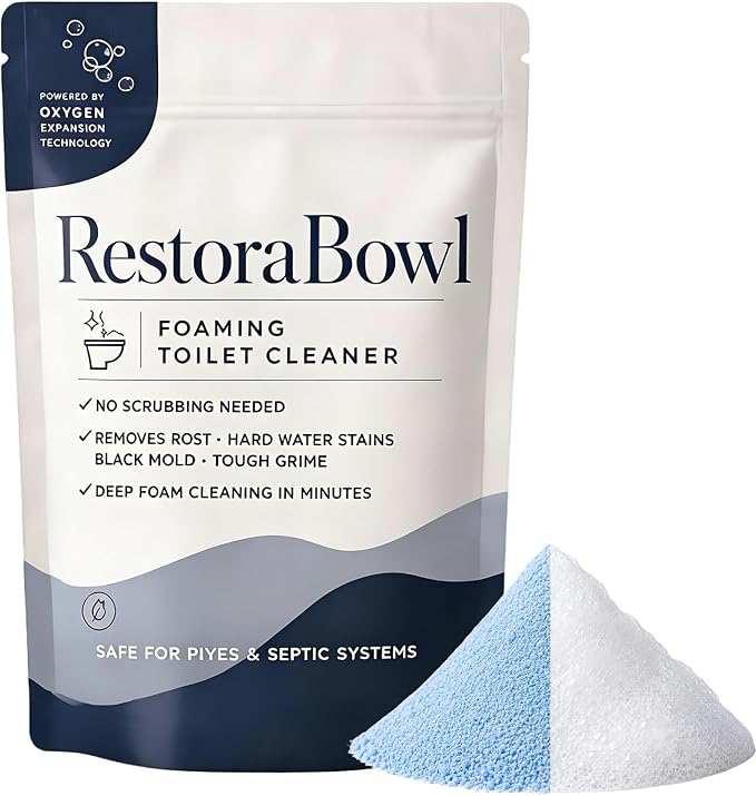 Toilet Cleaner, No-Scrub Foaming Powder with Fresh Scent, Fast-Acting Oxygen Formula, Splash-Free & Brush-Free Daily Bathroom Maintenance (1 bag, 7.05 Ounce (Pack of 1))